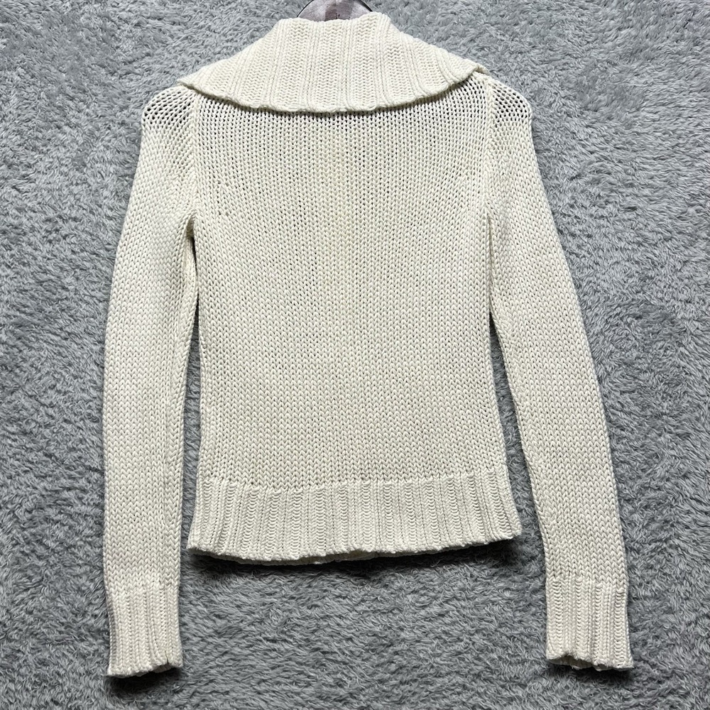 J Crew Sweater Cardigan Womens XS Cream White Chunky Button Up Shawl Collar - Picture 5 of 10